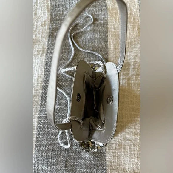 Vtg Preston & York Silver Sequined Small Evening Hand Bag Y2K - Picture 5 of 10